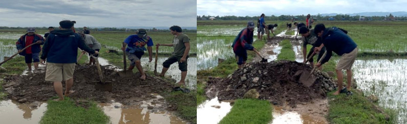 Perbaikan jalan Tani di dusun Satanggi